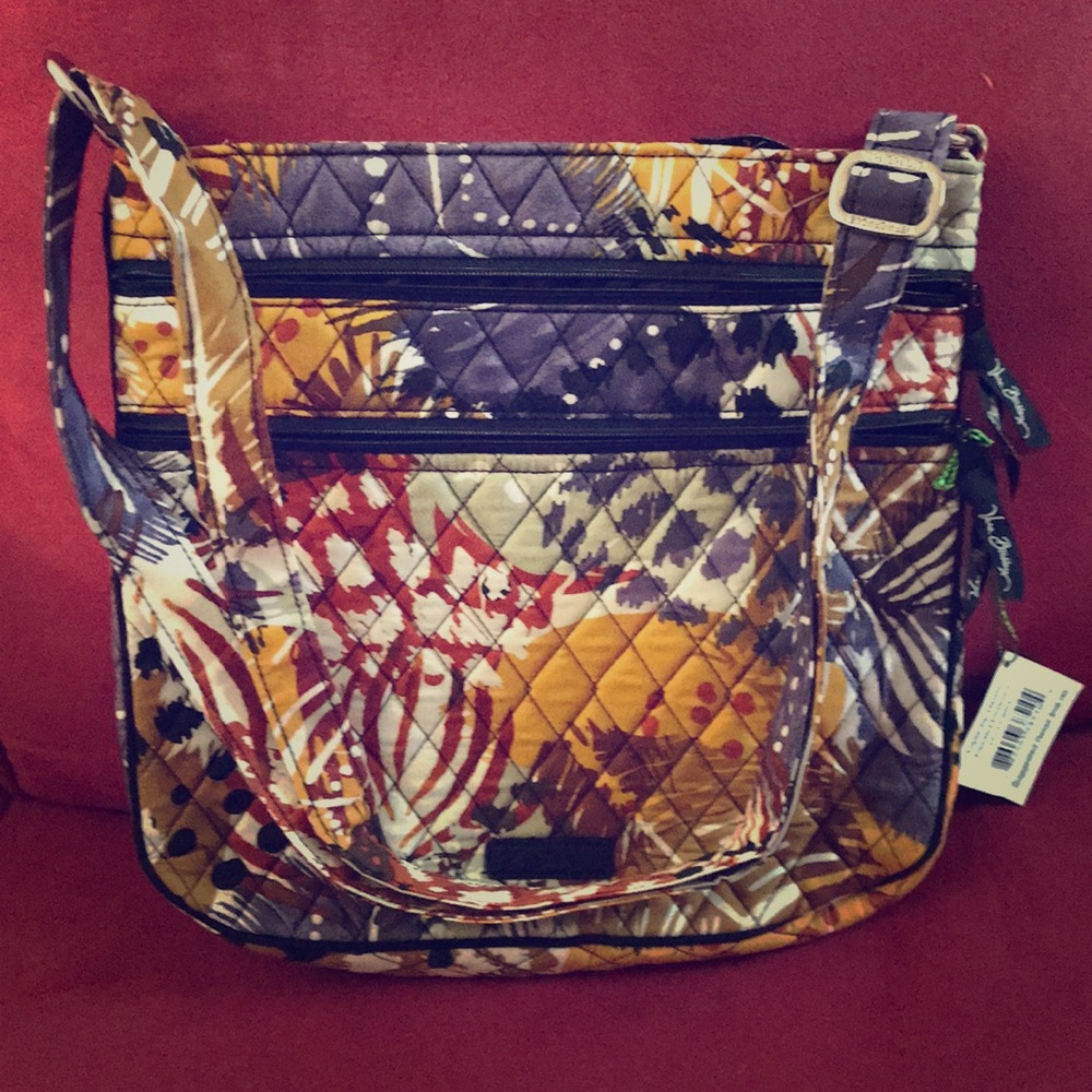 Vera Bradley Triple Zip Hipster Painted Feathers